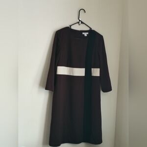 Dressbarn Dress Women 12 Brown, Black & White Business Church Fall Sophisticated